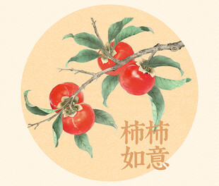 手绘柿子