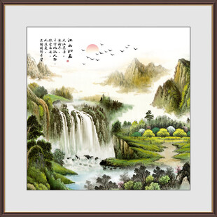 八方聚财山水图
