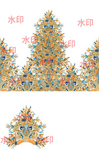 水彩风格圣诞树装饰图案