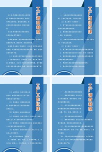 蓝色简洁工厂制度展板四件套设计