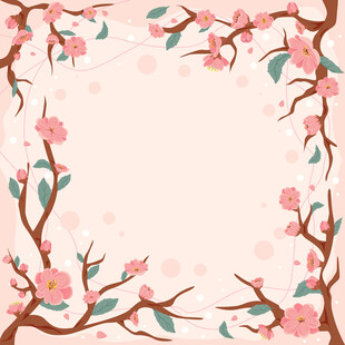 粉色桃花边框背景图