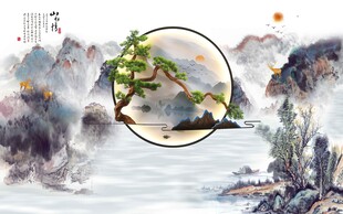 新中式背景墙山水情