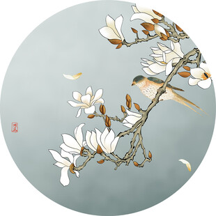 新中式花鸟玉兰