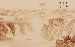 新中式水墨古风背景壁纸壁画