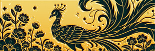 中式凤凰花卉装饰图案