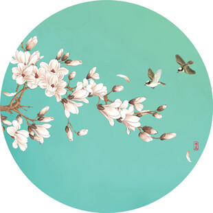新中式花鸟玉兰