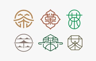 茶字图标创意设计矢量图