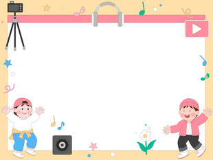 儿童教育音乐课彩色音符直播边框