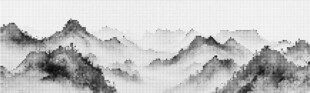 大幅新中式圆点激光镂空山水画