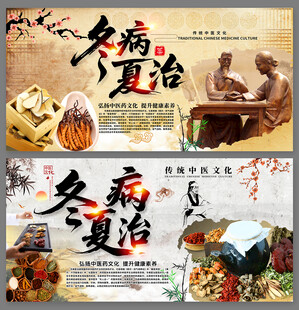 中国风冬病夏治中医宣传展板