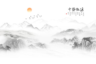 中式山水屏风画