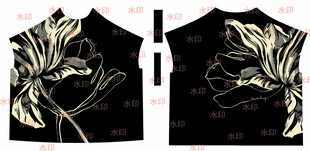 黑色上衣的花卉图案设计