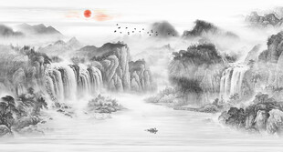 新中式水墨山水画