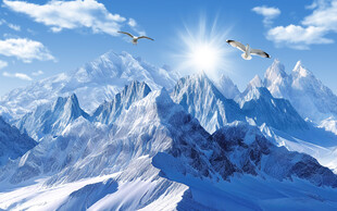 雪山风景背景墙画壁纸