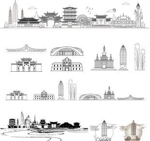 云南地标矢量图