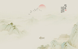 水墨山水风景画壁画