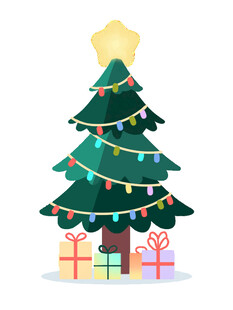 装饰精美的圣诞树与礼物