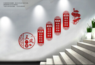 三风一训楼梯文化墙