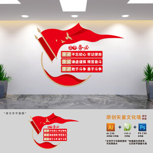 三个务必竖版党建文化墙