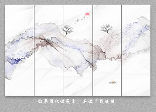 隔断屏风烟雾水墨山水画背景墙