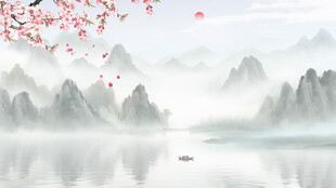 山水国画背景画