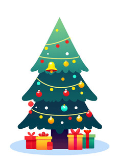 装饰精美的圣诞树与礼物