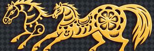 金色雕花奔马图案