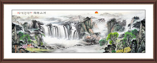 紫气东来山水画 旭日东升风水画