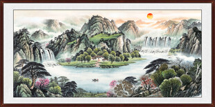办公室山水画 聚宝盆风水画