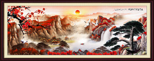 迎客松山水画