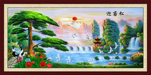迎客松油画