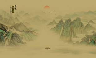 国画山水画背景墙壁画