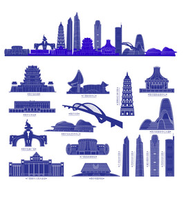 南宁地标建筑矢量图