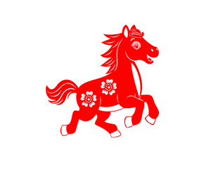 马年窗花剪纸