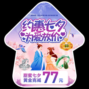 七夕黄金珠宝促销地贴