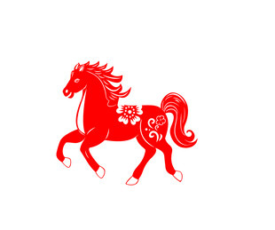马年窗花剪纸