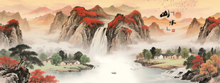 水墨山水风景图