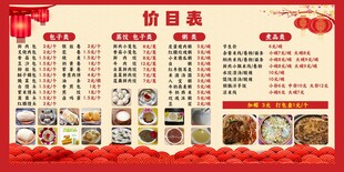 早餐价目表