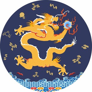 龙江涯海水龙纹挂画