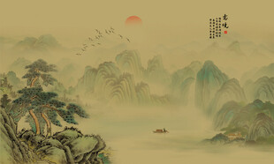 中古风山水画背景