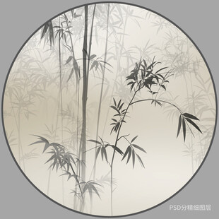 水墨竹子玄关画