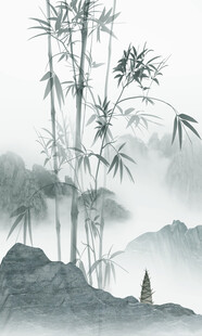 竖幅水墨竹子