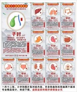 中医经络十二时辰养生法海报展板