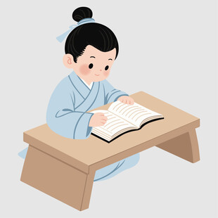 古代孩童伏案读书图