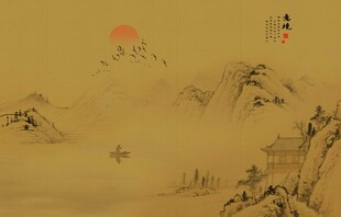 禅意水墨山水画