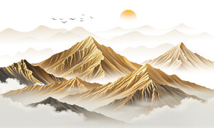 金色山水画