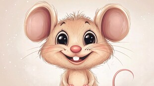 可爱微笑小老鼠插画