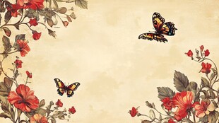 花卉间飞舞的双蝶