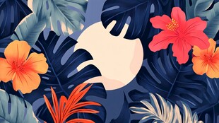 热带花卉植物背景图案