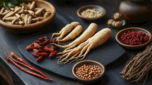 人参及多种中药材展示